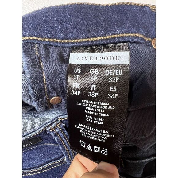 Liverpool Capri Pant Women's Blue Dark Wash Capri Jeans Petite 2/26 - Picture 9 of 10